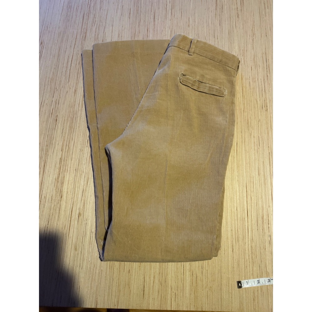 Vintage Tan Corduroy Trousers Straight Leg Beige Wide Wale Pants Mens 33x32 44